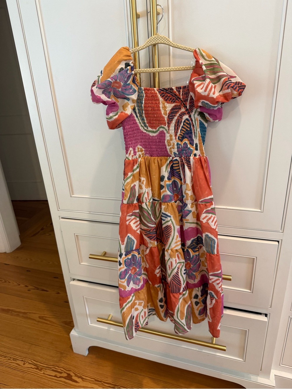 Girls Multicolor Floral Puff-Sleeve Sundress